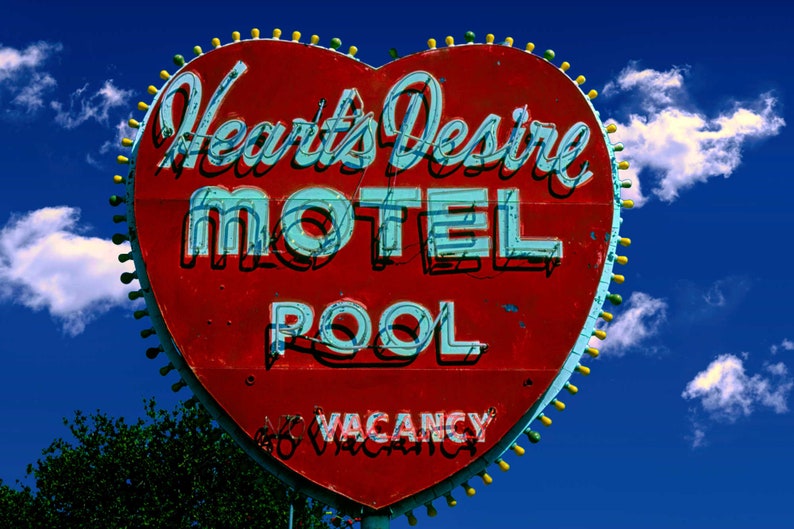 Florida Hearts Desire Motel Mid Century Vintage Neon Sign Print
