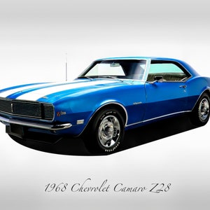 Classic Cars - 1968 Chevrolet Camaro Z28 Lemans Blue - Muscle Car Print