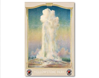 Vintage Travel Poster - Yellowstone Park, Old Faithful, Northern Pacific, 1930 by Edward Vincent Brewer