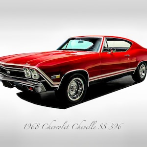 Classic Cars - 1968 Chevy Chevelle SS 396 in Matador Red - Muscle Car - Print