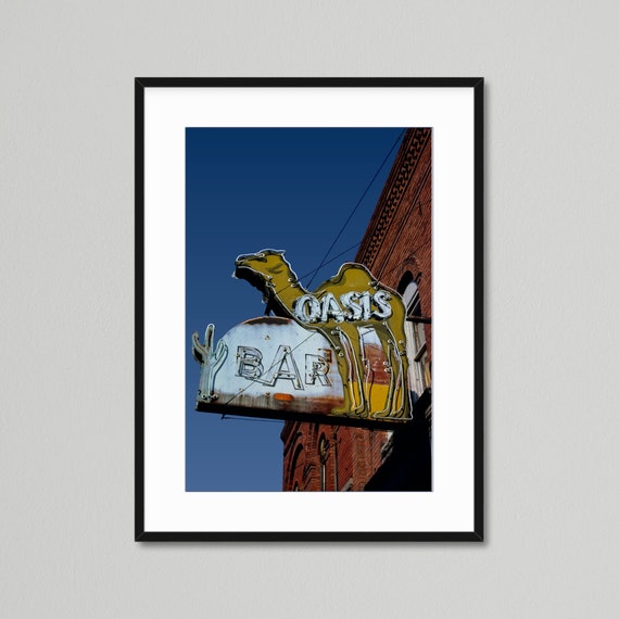 Oasis Bar Vintage Neon Sign Print Billings Montana Etsy