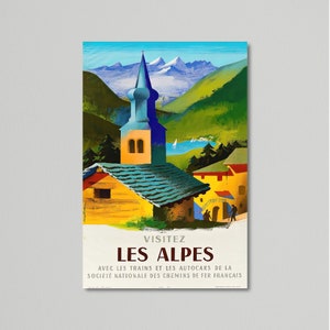 Vintage Travel Poster - Vist the Alps by Jacques Nathan Garamond, 1955