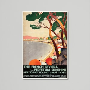 Vintage Travel Poster, The French Riviera by Roger Broders, 1930