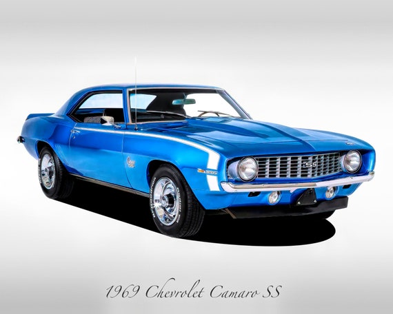 Coches Clásicos 1969 Chevrolet Camaro SS Azul Muscle Car - Etsy España