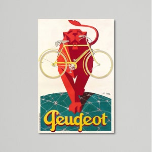 Vintage Art Deco Poster, Peugeot Bicycles by Georges Favre 1928
