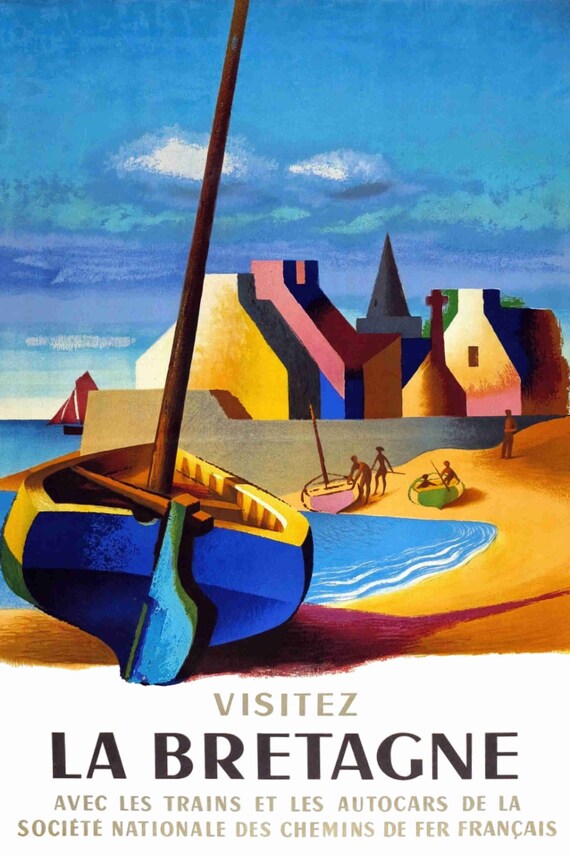 Vintage Travel Poster - Visit La Bretagne - France - 1950 - Etsy