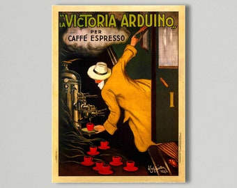 Vintage Art Deco Poster, Victoria Arduino Coffee by Leonetto