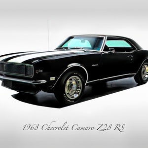 Classic Muscle Cars - 1968 Chevrolet Camaro Z28 in Tuxedo Black - Print