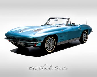Classic Cars - 1963 Chevrolet Corvette - Silver Blue - Muscle Car