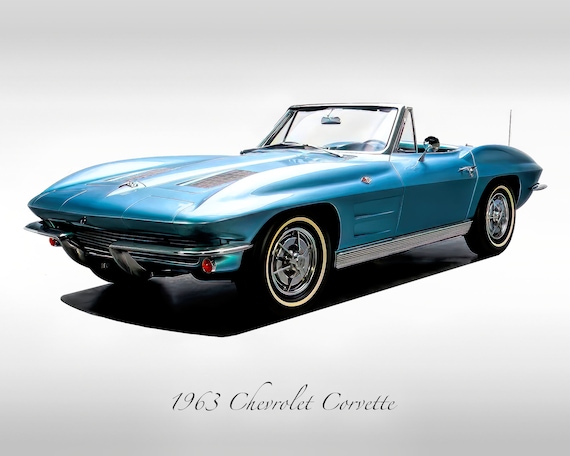 Classic Cars - 1963 Chevrolet Corvette - Silver Blue - Muscle Car