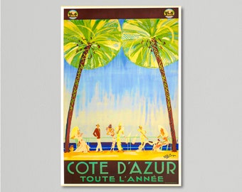 Vintage Travel Poster, Cote d'Azur - Toute L'Année by Jean Gabriel Domergue 1930