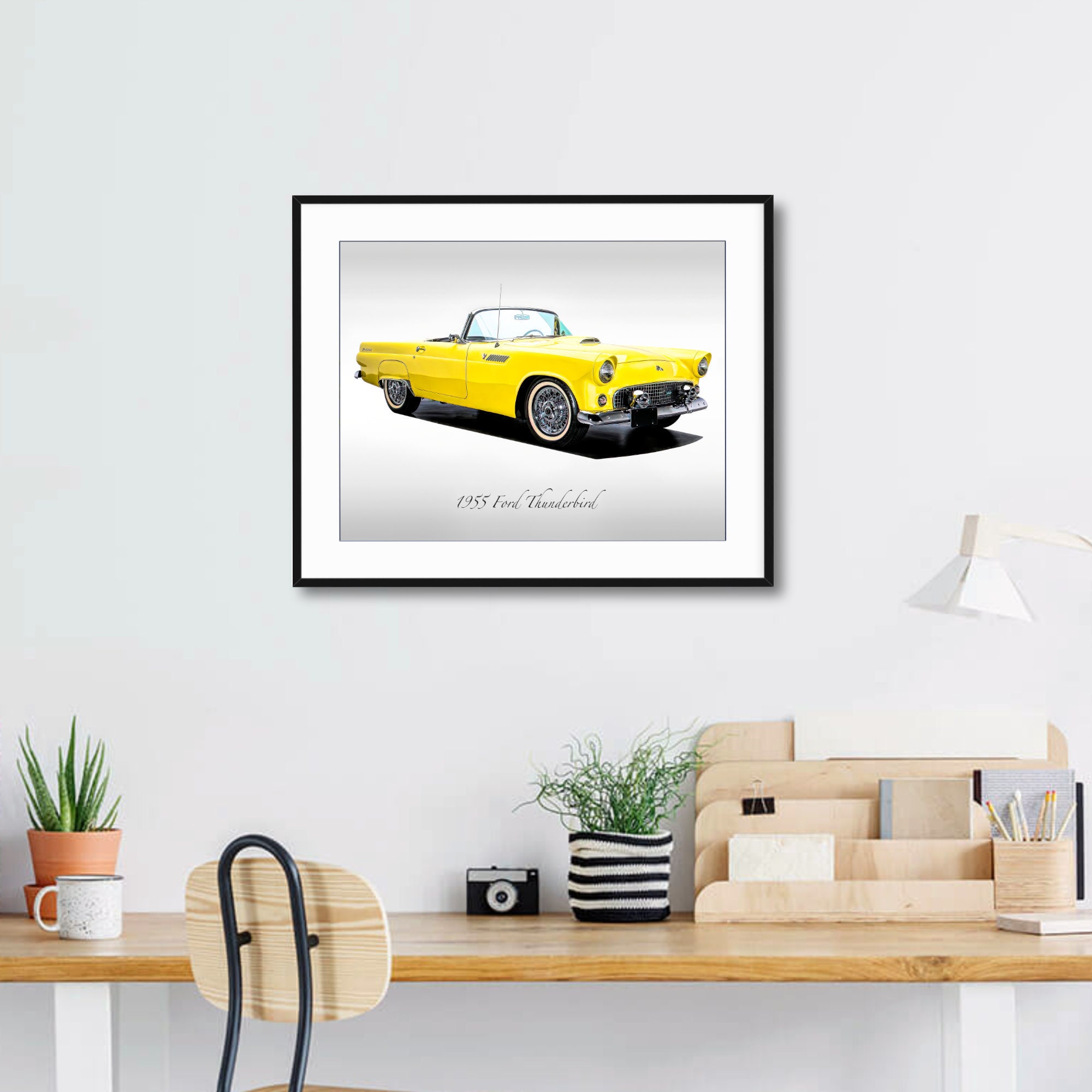 Classic Cars 1955 Ford Thunderbird, Goldenrod Yellow Print Etsy