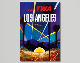 Vintage Travel Auto Racing Poster - Los Angeles TWA by David Klein