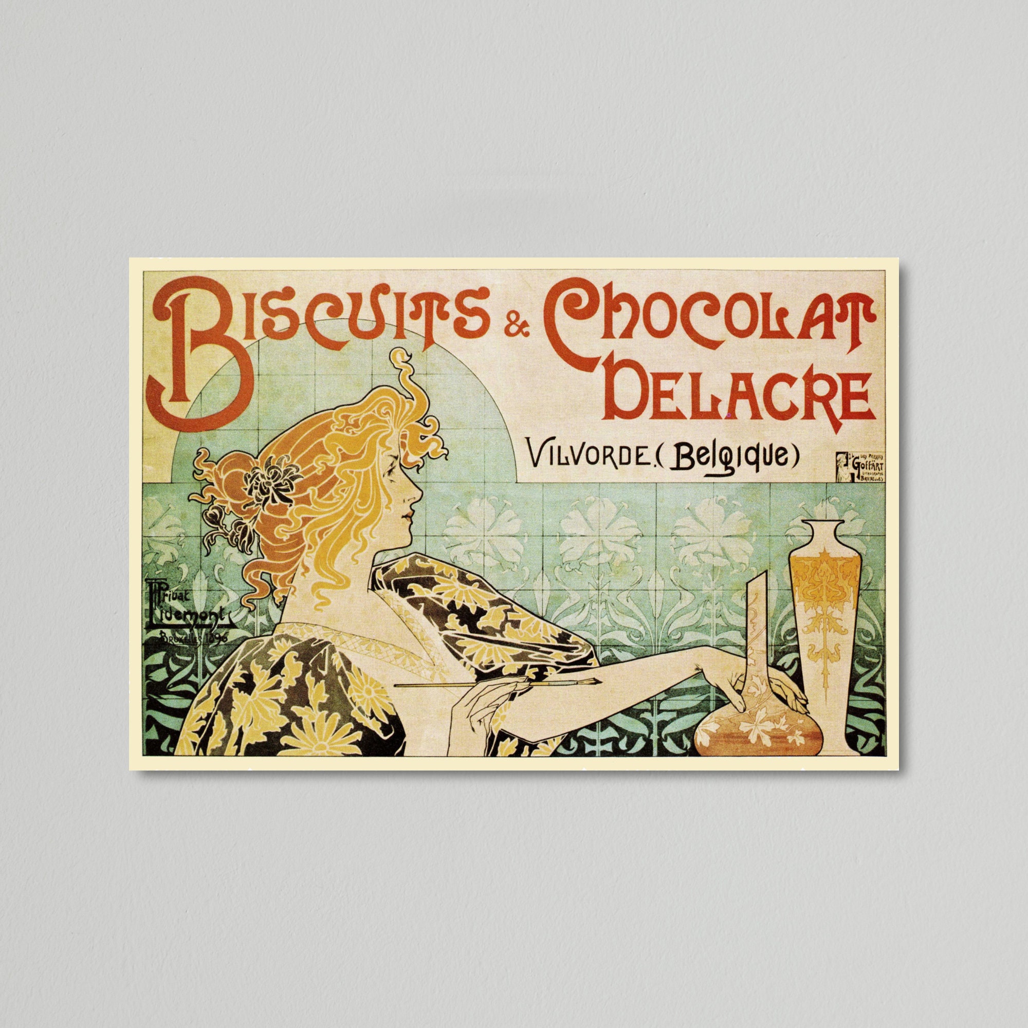 Vintage Art Nouveau Food & Drink Poster - Biscuits De Chocolat