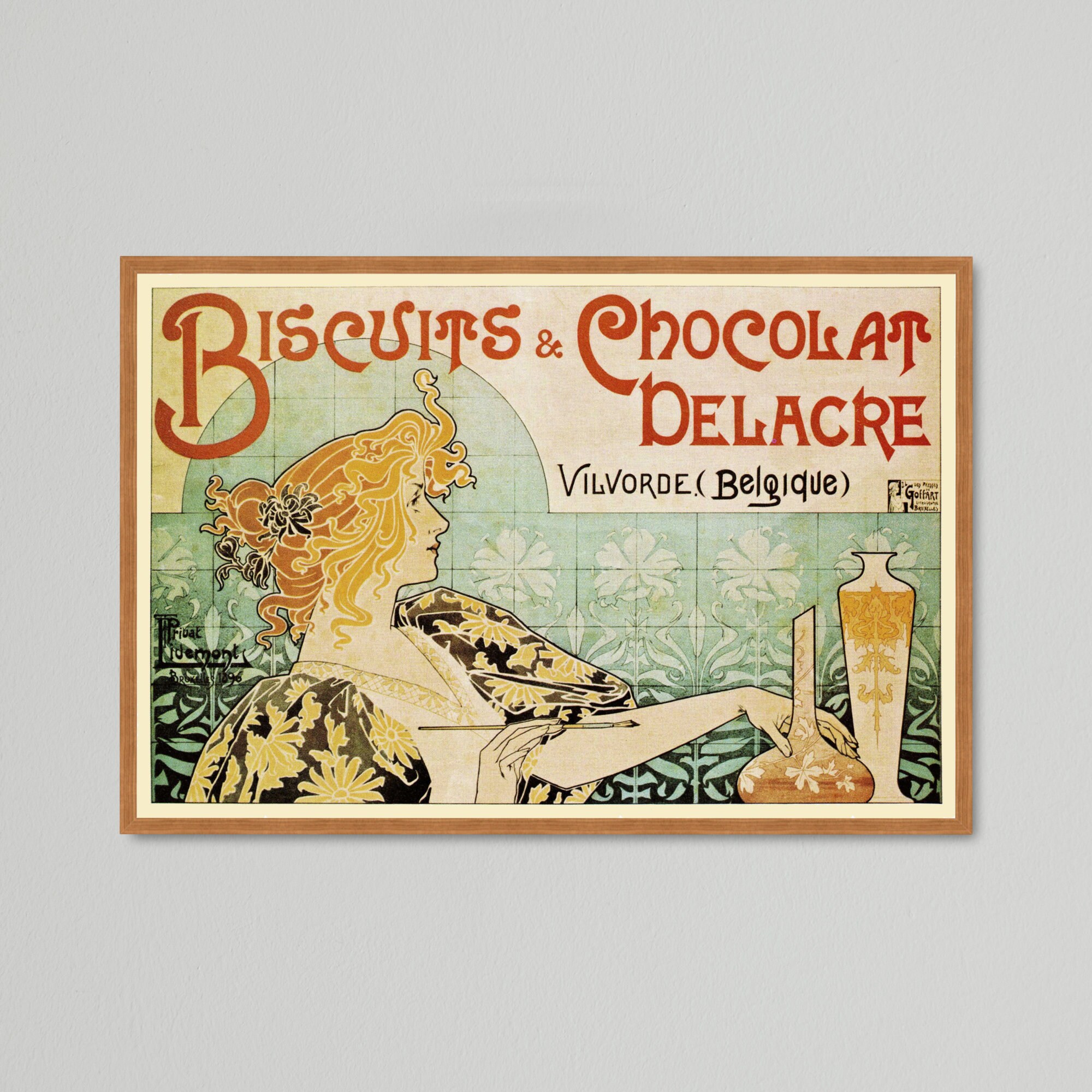 Vintage Art Nouveau Food & Drink Poster - Biscuits De Chocolat