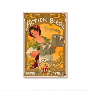 Vintage Beer Poster - Actien Lager Bier - Hamburg - St Pauli