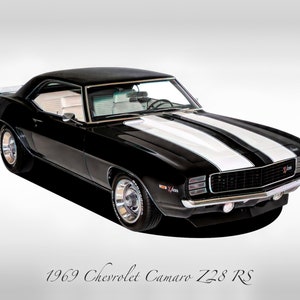 Classic Cars - 1969 Chevrolet Camaro Z28 - Black - Muscle Car - Print