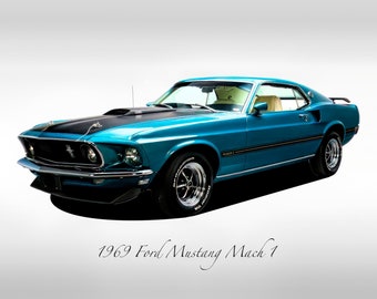 Classic Cars - 1969 Ford Mustang Mach 1 - Gulfstream Aqua - Muscle Car