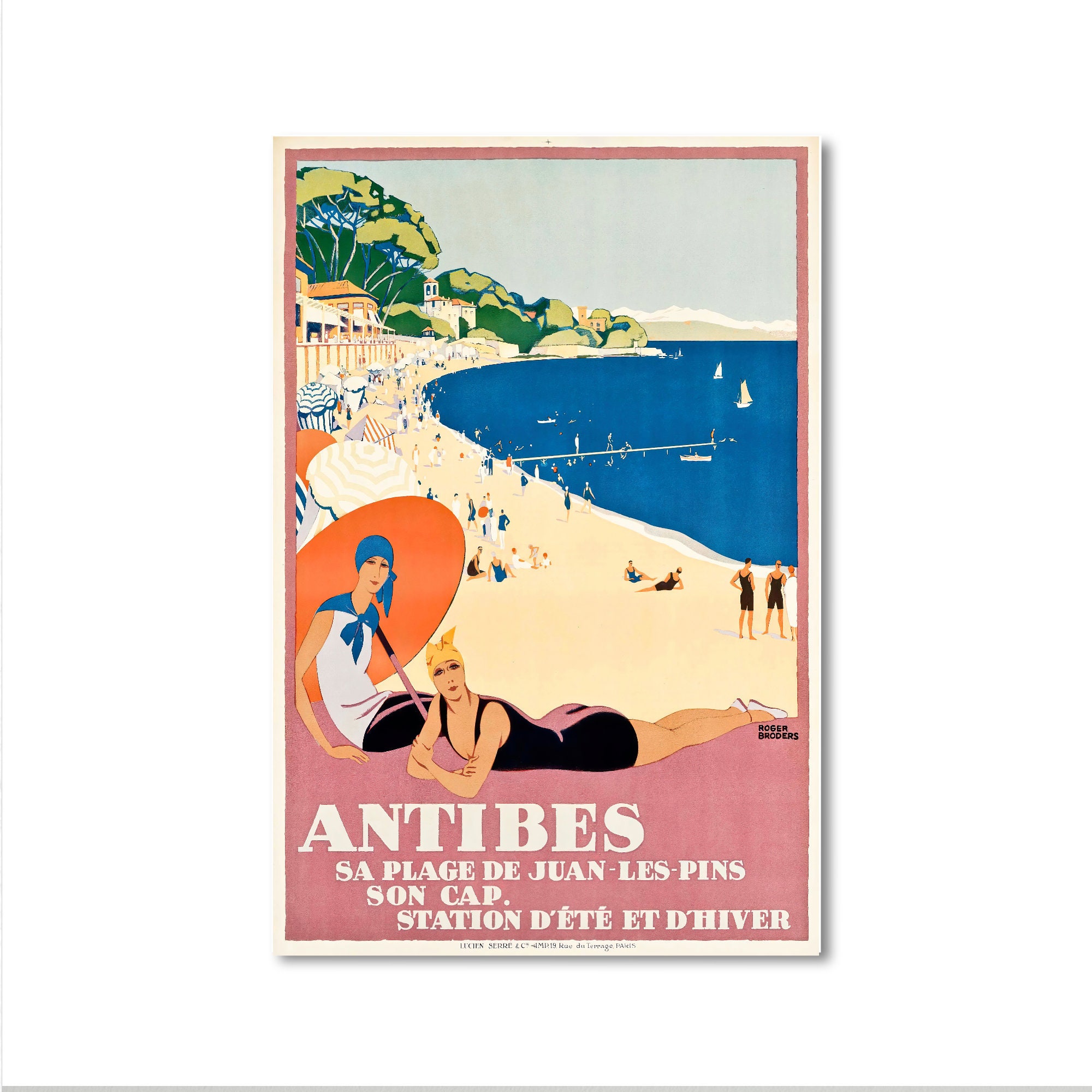 Tirage Ancien Antibes - La Plage - Vintage 1880 - Original