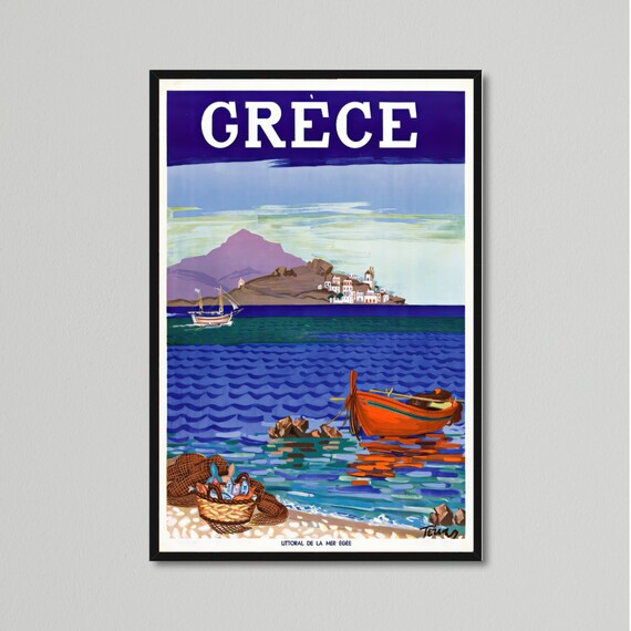 Vintage Travel Poster - Greece, Aegean Coastline by Panayiotis