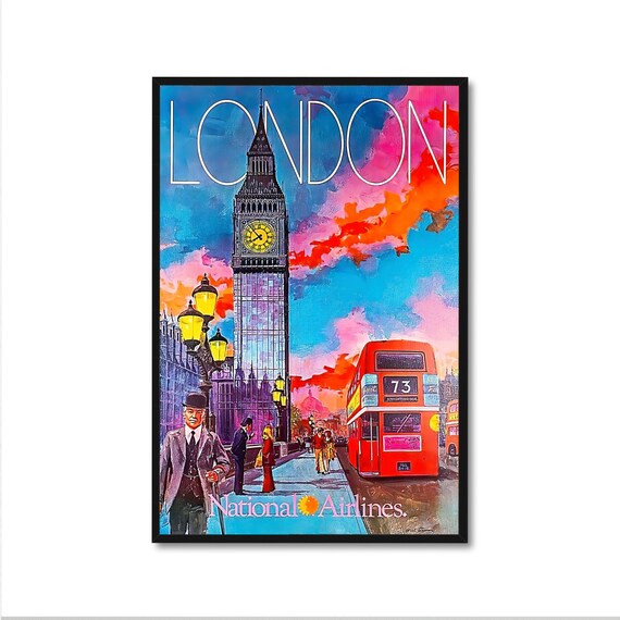 Vintage Travel Poster - London - National Airlines - Etsy