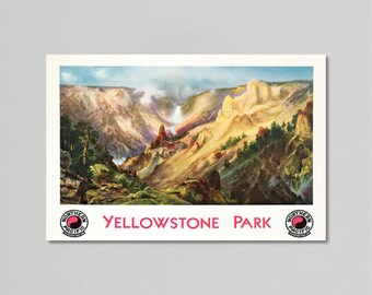 Vintage Travel Poster - Yellowstone Park, Northern Pacific, 1924 by Thomas Moran D'Apres