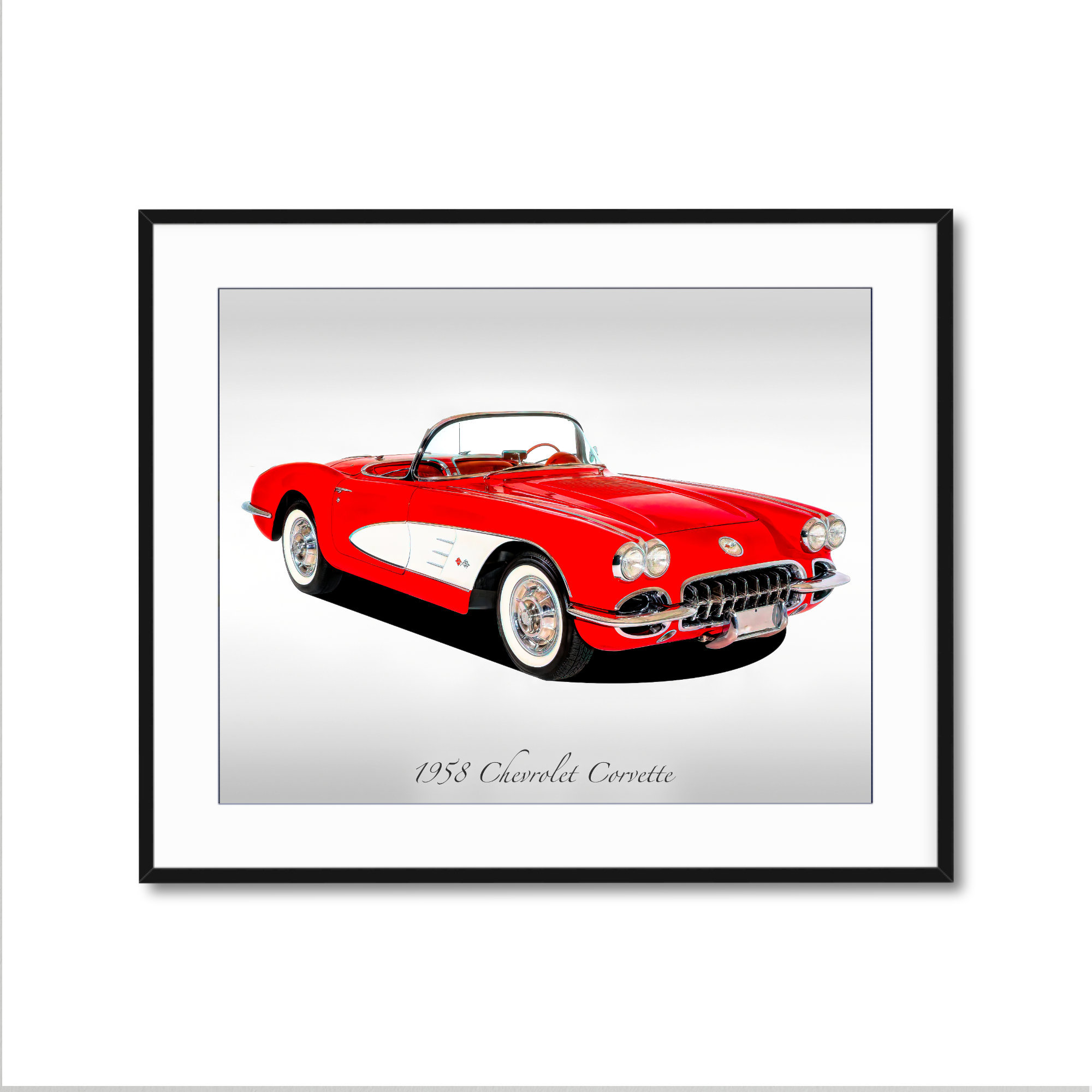 Classic Cars - 1958 Chevrolet Corvette - Red - Print - Etsy Canada