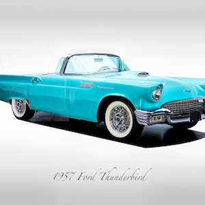 Classic Cars - 1957 Ford Thunderbird in Azure Blue - Print