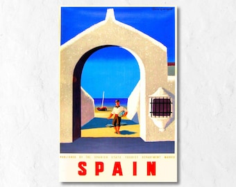 Spain Vintage Travel Poster - Fisherman