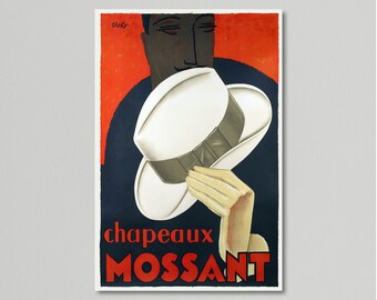 Vintage Fashion Poster for Mossant Hats by Olsky 1928