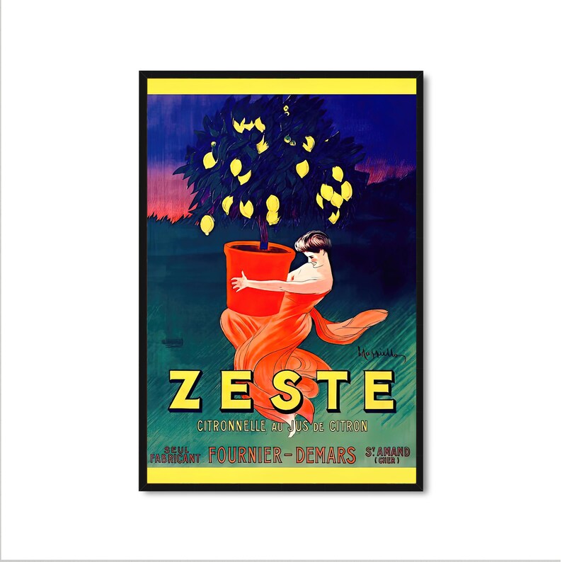 Vintage Food & Drink Poster, Lemon Zest With Lemon Juice by Leonetto ...