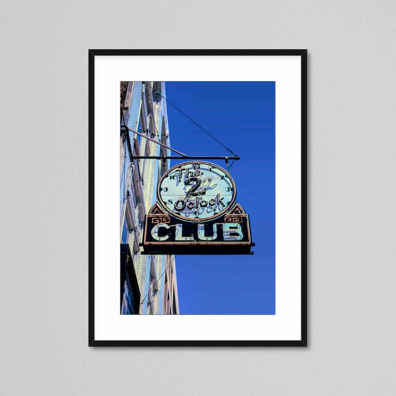 2 O'clock Club Vintage Neon Bar Sign Print Baltimore Etsy