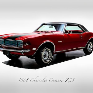 Classic Muscle Cars - 1968 Chevrolet Camaro Z28 in Matador Red - Print