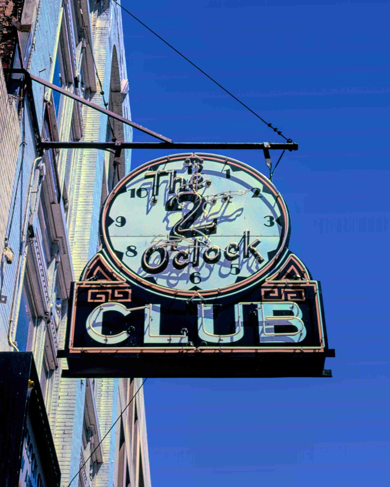 2 O'clock Club Vintage Neon Bar Sign Print, Baltimore, Maryland Etsy