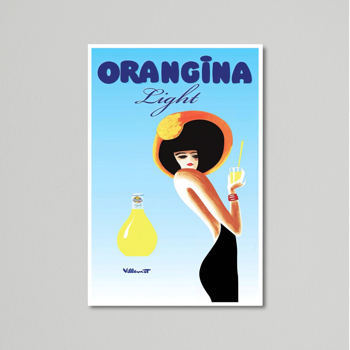 Vintage Drink Poster, Orangina Light by Bernard Villemot - Etsy
