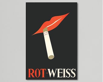 Vintage Advertising Poster - Rot-Weiss Muratti Cigarettes - Cigarette in Lips  by Jupp Wiertz 1931