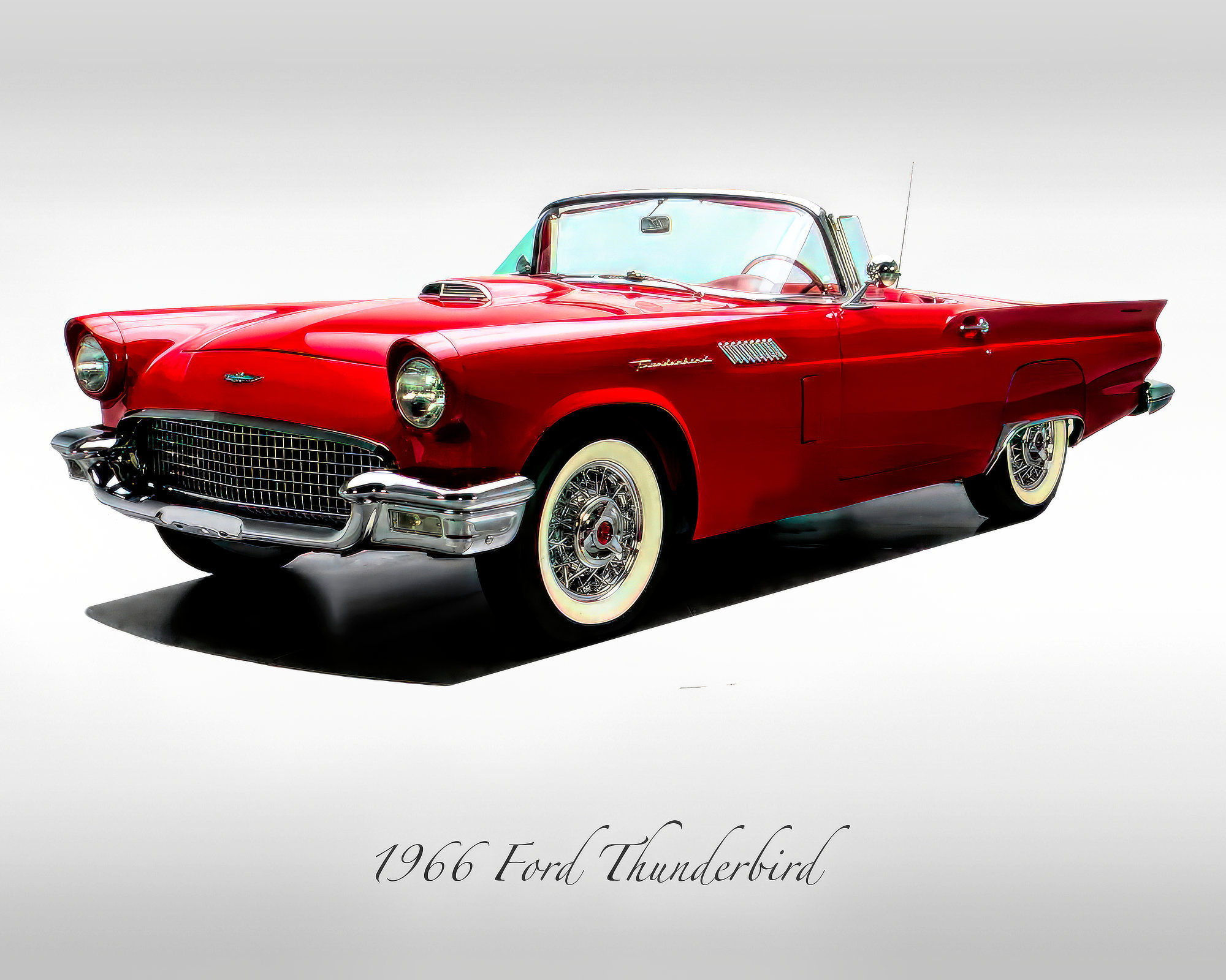 Classic Cars - 1957 Ford Thunderbird in Flame Red - Print - Etsy