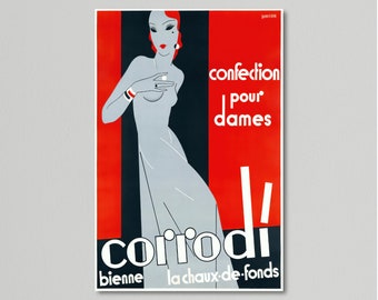 Vintage Fashion Poster for Corrodi Tailoring for Ladies by Hans Handschin, 1933