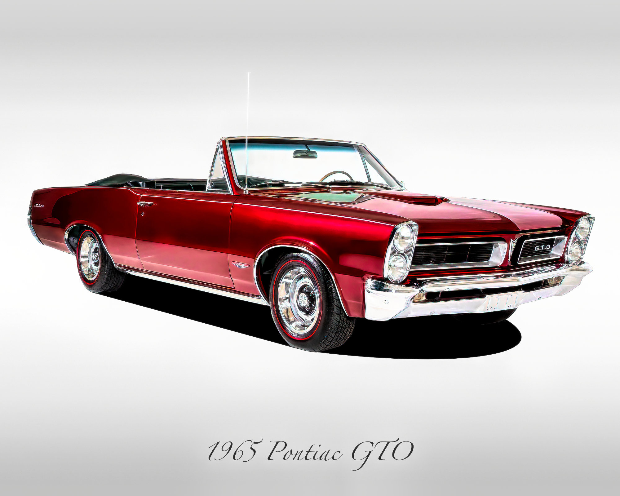 Voitures Classiques - Pontiac GTO Cabriolet 1965 - Rouge - Imprimer