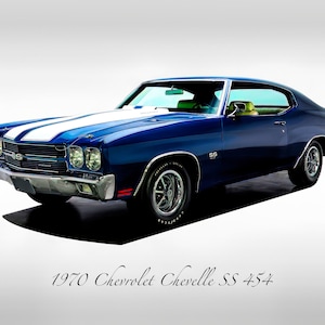 Classic Cars - 1970 Chevy Chevelle SS 454 Fathom Blue - Muscle Car - Print
