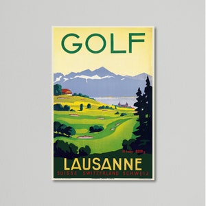Vintage Travel and Golf Poster - Lausanne Switzerland