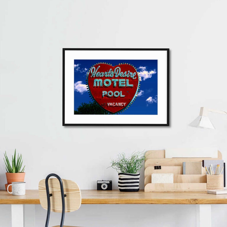 Florida Hearts Desire Motel Mid Century Vintage Neon Sign Print