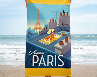 Besök Paris strandhandduk