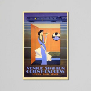 Vintage Travel Poster, Venice Simplon Orient Express London, Paris, Venice