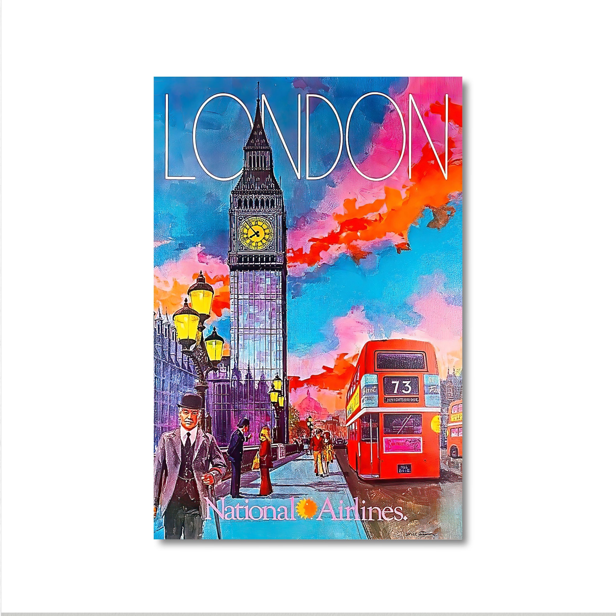 Vintage Travel Poster - London - National Airlines - Etsy