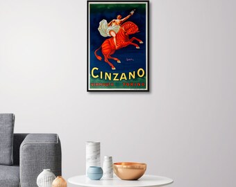 Cinzano Red Zebra Vintage Food & Drink Poster by Leonetto