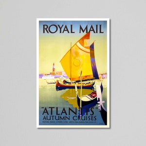 Cartel de viajes vintage, Royal Mail Atlantis Autumn Cruises