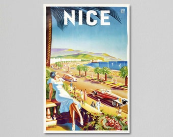 Vintage Travel Poster - Nice France - Art Deco
