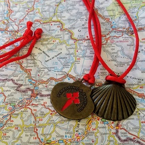Camino de Santiago  Scallop Shell Necklace / Pendant / Cross / Bust of Santiago / Bronze / Adjustable / Camino / Catholic