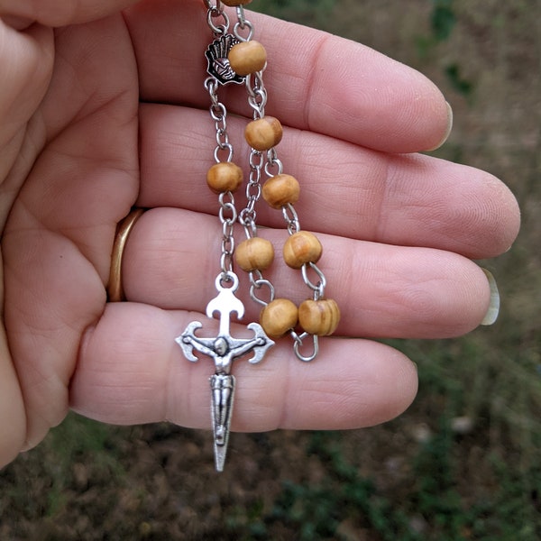 Rosario Recuerdo Santiago de Compostela / Rosary / Camino de Santiago / Prayer Bracelet /  1 Decade / Carrying / Catholic / Wood Beads /
